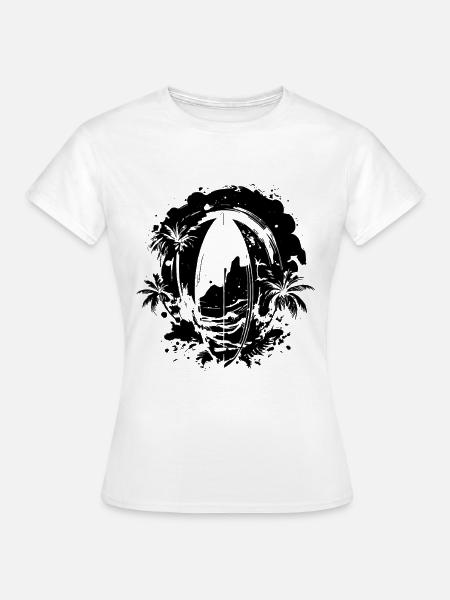 Surfbrett Zeichnung - Frauen T-Shirt - Weiß