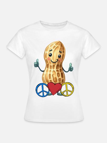 Erdnuss Peace Herz Frieden - Frauen T-Shirt - Weiß