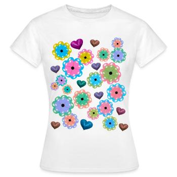 Printemps Début Printemps Fleurs Fleur Coeur Coeurs - T-shirt Femme - blanc - Devant - AI Model Female 172 dark (172cm)