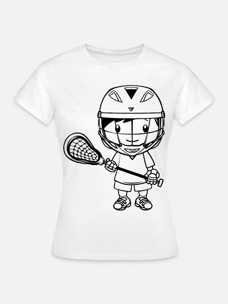 Lacrosse Junge Cartoon - Frauen T-Shirt - Weiß
