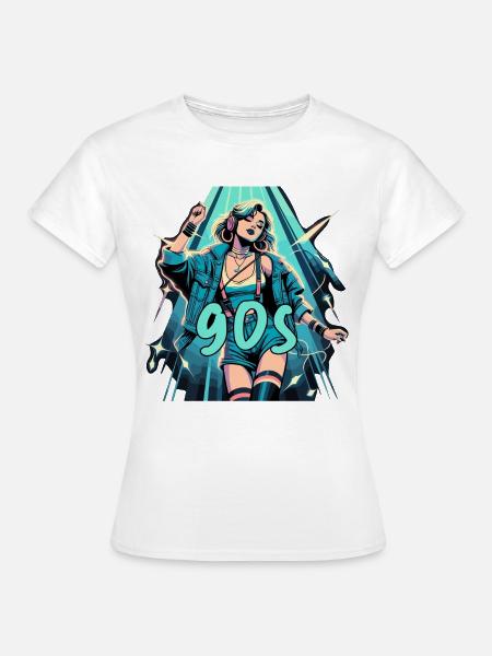 Frau tanzt Tanzen 90er Retro Disco Disko Geschenk - T-shirt dam - vit