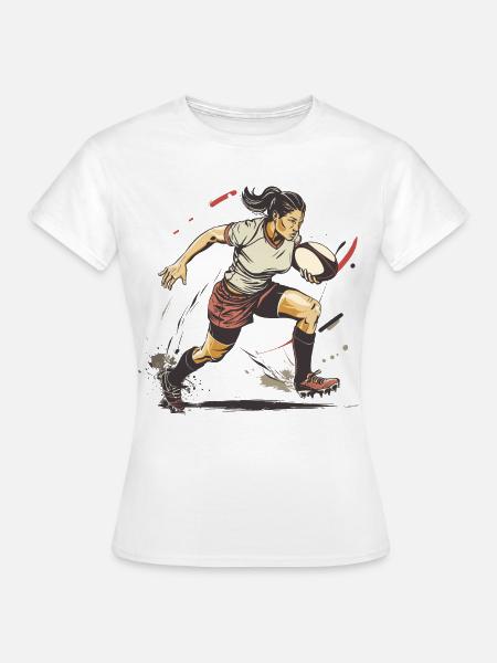Weiblicher Rugbyspieler - Frauen T-Shirt - Weiß