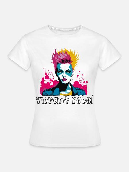Vibrant Rebel - Explosives Pop-Art-Porträt - Frauen T-Shirt - Weiß