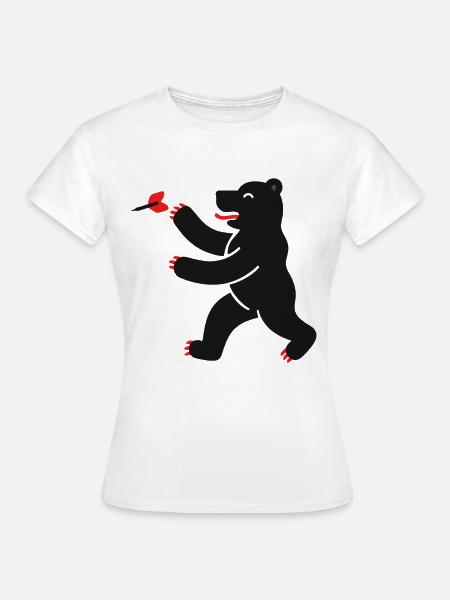 Bär beim Dart - Frauen T-Shirt - Weiß