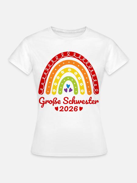 Große Schwester 2026 Regenbogen - Frauen T-Shirt - Weiß