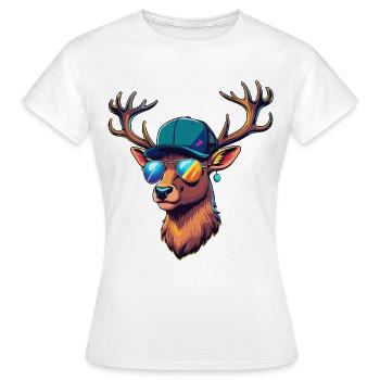 Chasse, chasse, chasse, chasse, cerf, bois de cerf, cerf, - T-shirt Femme - blanc - Devant - AI Model Female 172 dark (172cm)