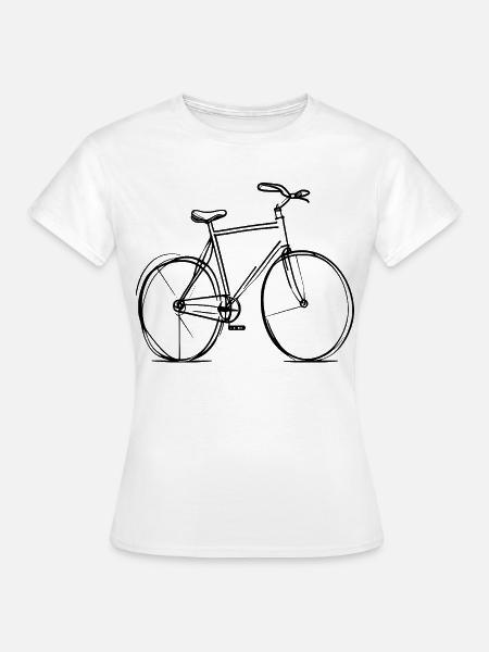 Fahrrad Strichzeichnung - Frauen T-Shirt - Weiß