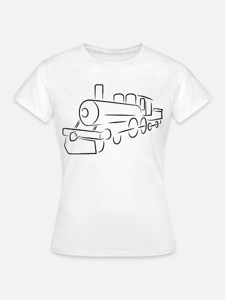 Lokomotive Skizze - Frauen T-Shirt - Weiß