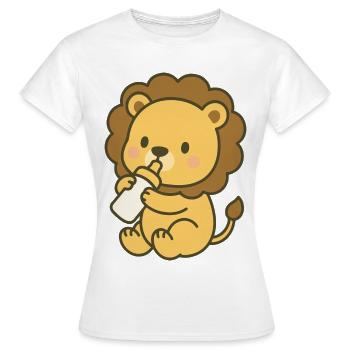 Milk King Cub - Löwen-Baby mit Fläschchen - Frauen T-Shirt - Weiß - Vorne - AI Model Female 172 dark (172cm)