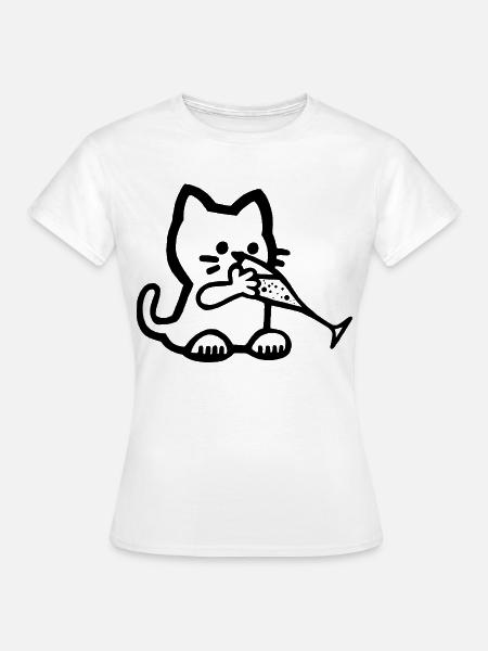 Durstiges Kätzchen - Frauen T-Shirt - Weiß