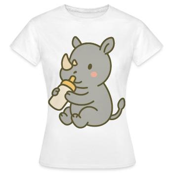 Fläschchen-Nashornbaby - Frauen T-Shirt - Weiß - Vorne - AI Model Female 172 dark (172cm)