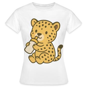Gepardenbaby mit Fläschchen - Frauen T-Shirt - Weiß - Vorne - AI Model Female 172 dark (172cm)