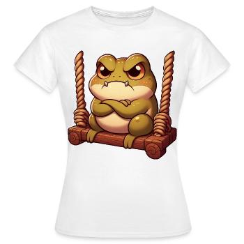 grenouille crapaud se balançant agacé en colère - T-shirt Femme - blanc - Devant - AI Model Female 172 dark (172cm)