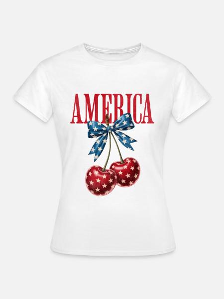 SSW-19America Kirsche - Frauen T-Shirt - Weiß