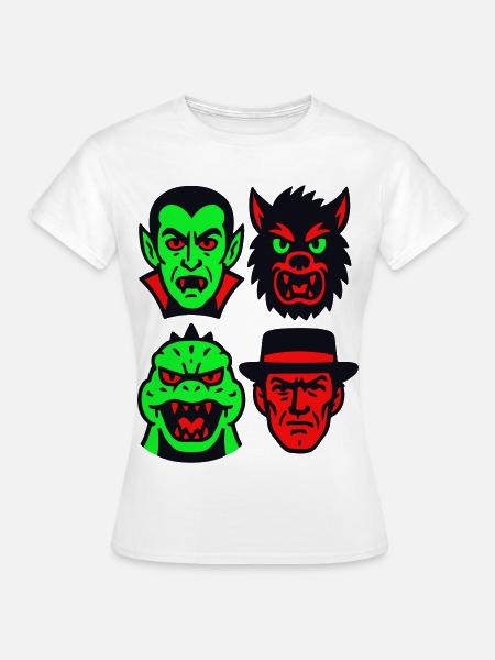 4 Grusel-Monster - Frauen T-Shirt - Weiß