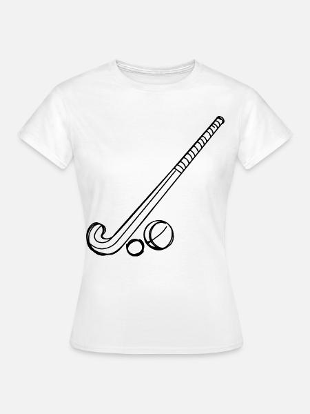 Feldhockeyschläger und Ball - Frauen T-Shirt - Weiß