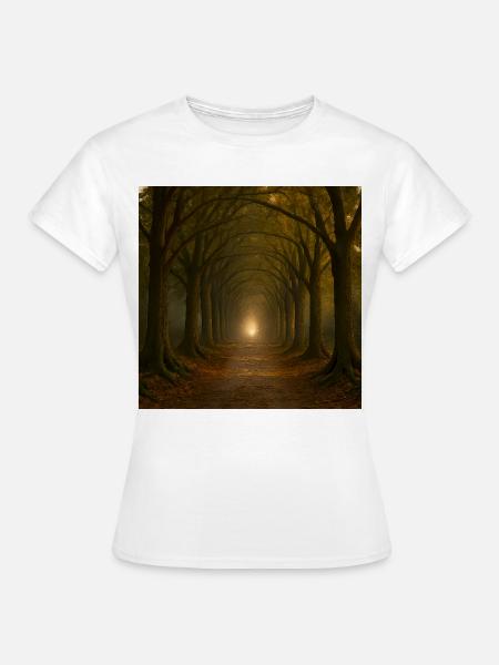 Mystischer Baumweg im Herbstlicht - Frauen T-Shirt - Weiß