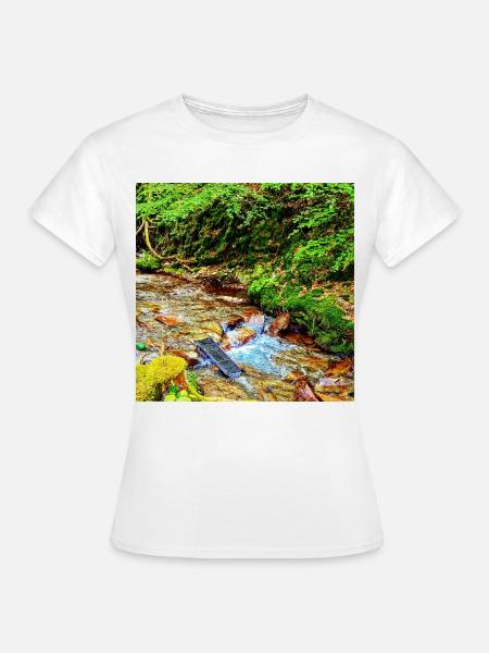 Wasserfall im Grünen Naturdesign - Frauen T-Shirt - Weiß