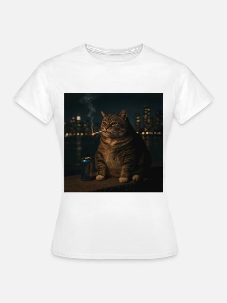 Lustige rauchende Katze Meme dumme Hirnfäule - Frauen T-Shirt - Weiß