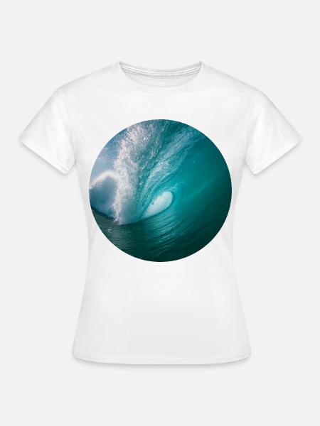 Dynamischer Meereswellen-Print - Frauen T-Shirt - Weiß