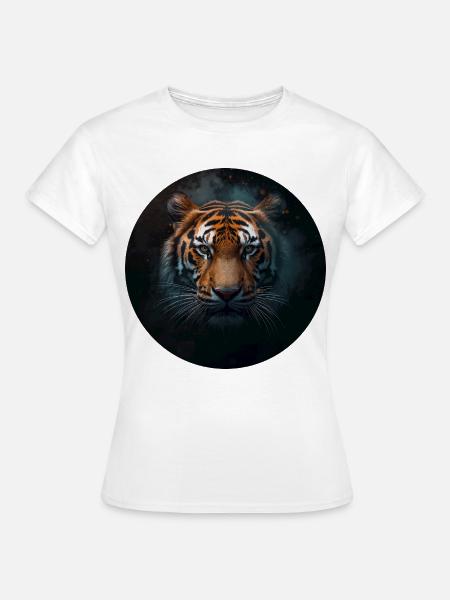 Intensiver Tigerporträt mit leuchtenden Augen - Frauen T-Shirt - Weiß