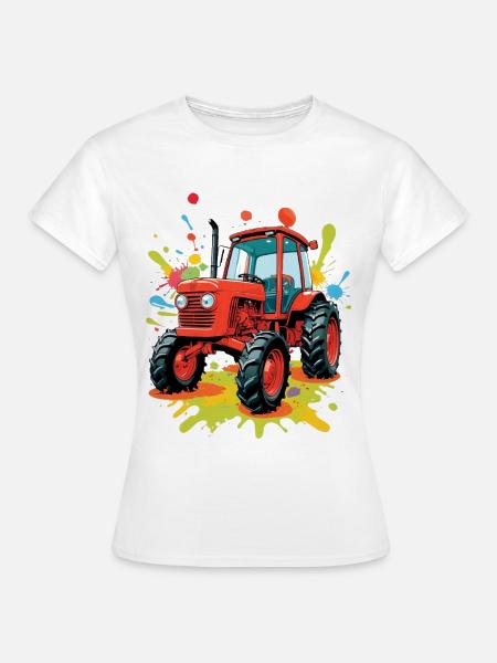 Farbenfroher Traktor Kunstdesign - Frauen T-Shirt - Weiß