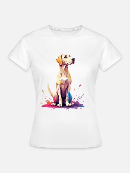 Bunter Labrador Hundeportrait auf Sprayfarben - Frauen T-Shirt - Weiß
