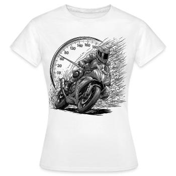 Biker, der von Geschwindigkeit angetrieben wird - Frauen T-Shirt - Weiß - Vorne - AI Model Female 172 dark (172cm)
