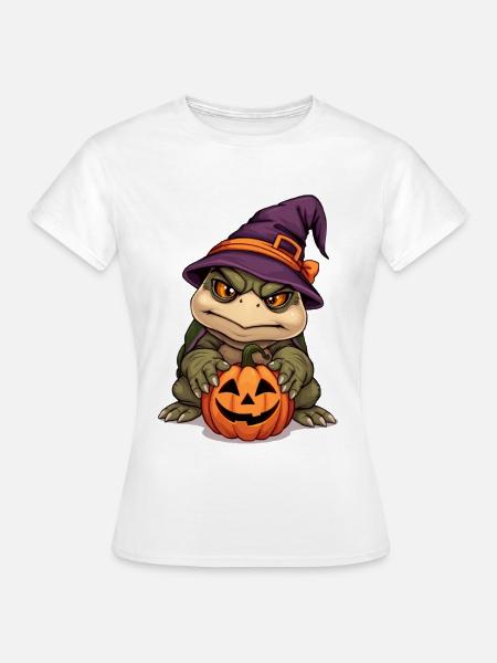 Süßer Halloween-Kobold mit Kürbis - Frauen T-Shirt - Weiß