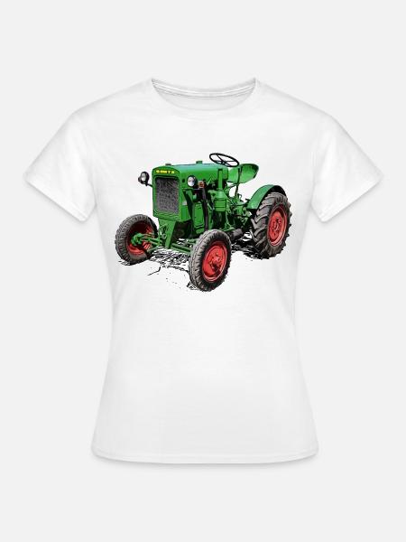 Grüner Oldtimer-Traktor - Frauen T-Shirt - Weiß