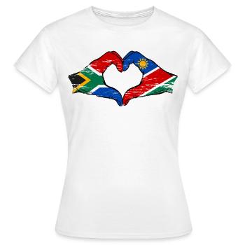 Südafrika Namibia Flagge Herz used - Frauen T-Shirt - Weiß - Vorne - AI Model Female 172 dark (172cm)