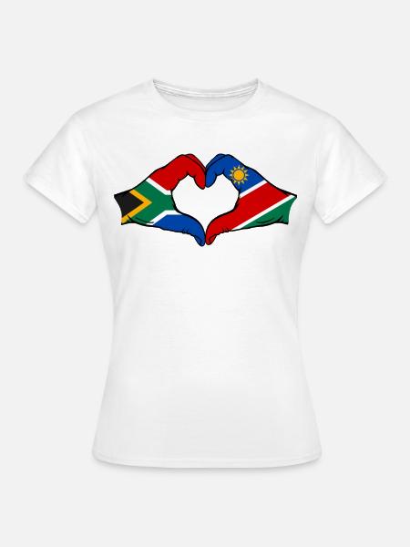 Südafrika Namibia Flagge Herz - Frauen T-Shirt - Weiß