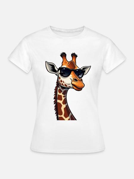 Cool Giraffe mit Sonnenbrille - Frauen T-Shirt - Weiß