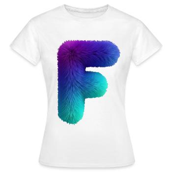 Letter F in fur look with color gradient - Women's T-Shirt - white - Front - AI Model Female 172 dark (172cm)