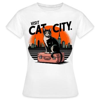 Le chat en ville - T-shirt Femme - blanc - Devant - AI Model Female 172 dark (172cm)