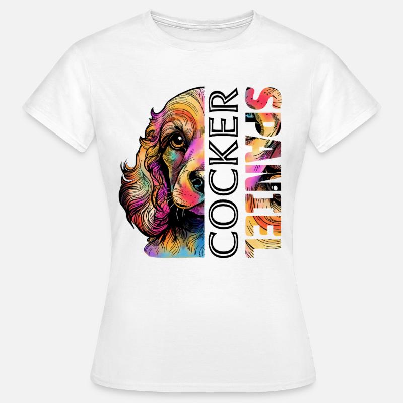 Farbenfroher Cocker Spaniel - Frauen T-Shirt - Weiß