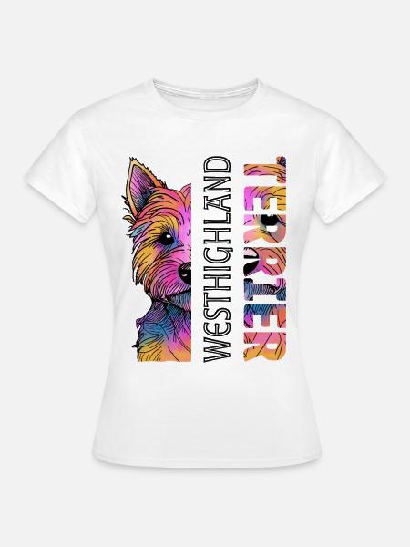 Bunter West Highland Terrier - Frauen T-Shirt - Weiß
