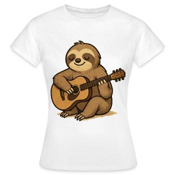 Le paresseux détendu avec une guitare - T-shirt Femme - blanc - Devant - AI Model Female 172 dark (172cm)