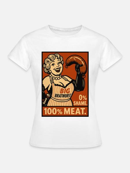 Retro-Bratwurst-Lebensmittelillustration - Frauen T-Shirt - Weiß