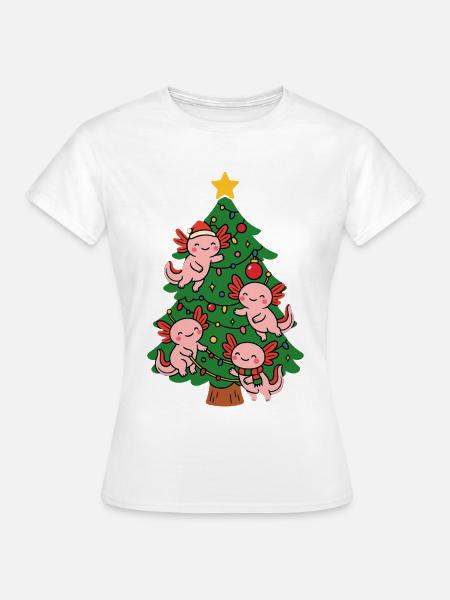 Axolotl schmücken Weihnachtsbaum - Frauen T-Shirt - Weiß