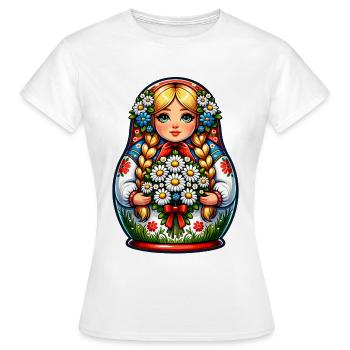Matriochka en russe Matriochka Poupée Russe - T-shirt Femme - blanc - Devant - AI Model Female 172 dark (172cm)