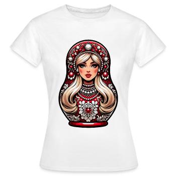 Matriochka en russe Matriochka Poupée Russe - T-shirt Femme - blanc - Devant - AI Model Female 172 dark (172cm)