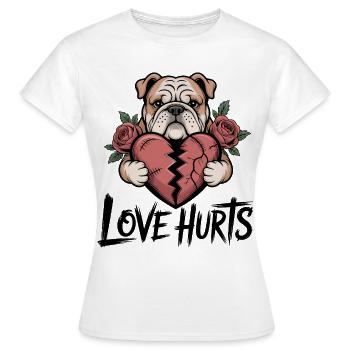 Bulldogge Herzschmerz Blumen Illustration - Frauen T-Shirt - Weiß - Vorne - AI Model Female 172 dark (172cm)