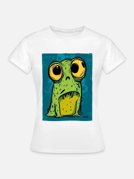 Cartoon Frosch mit großen Augen - Frauen T-Shirt - Weiß