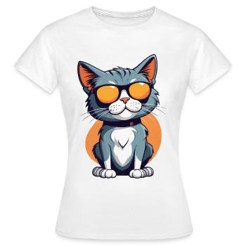 Casual cat illustration with sunglasses - Women's T-Shirt - white - Front - AI Model Female 172 dark (172cm)
