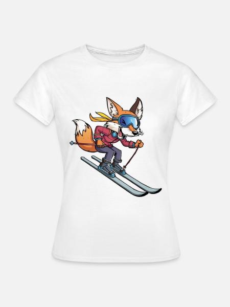 Abenteuer Fuchs beim Skifahren - Frauen T-Shirt - Weiß