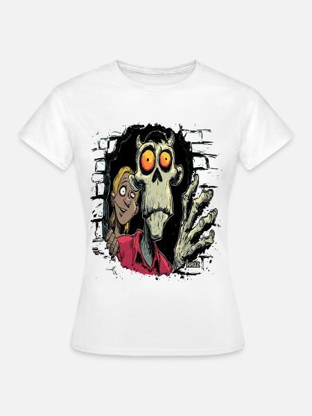 Skelett und Freund Comic-Horror - Frauen T-Shirt - Weiß