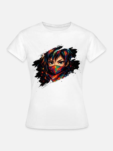 Futuristischer Neon-Punk Anime Gesicht - Frauen T-Shirt - Weiß