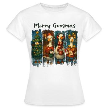 Motif festif de Noël Goosemas - T-shirt Femme - blanc - Devant - AI Model Female 172 dark (172cm)