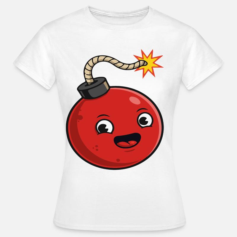 Bombe de dessin animé avec une expression joyeuse - T-shirt Femme - blanc